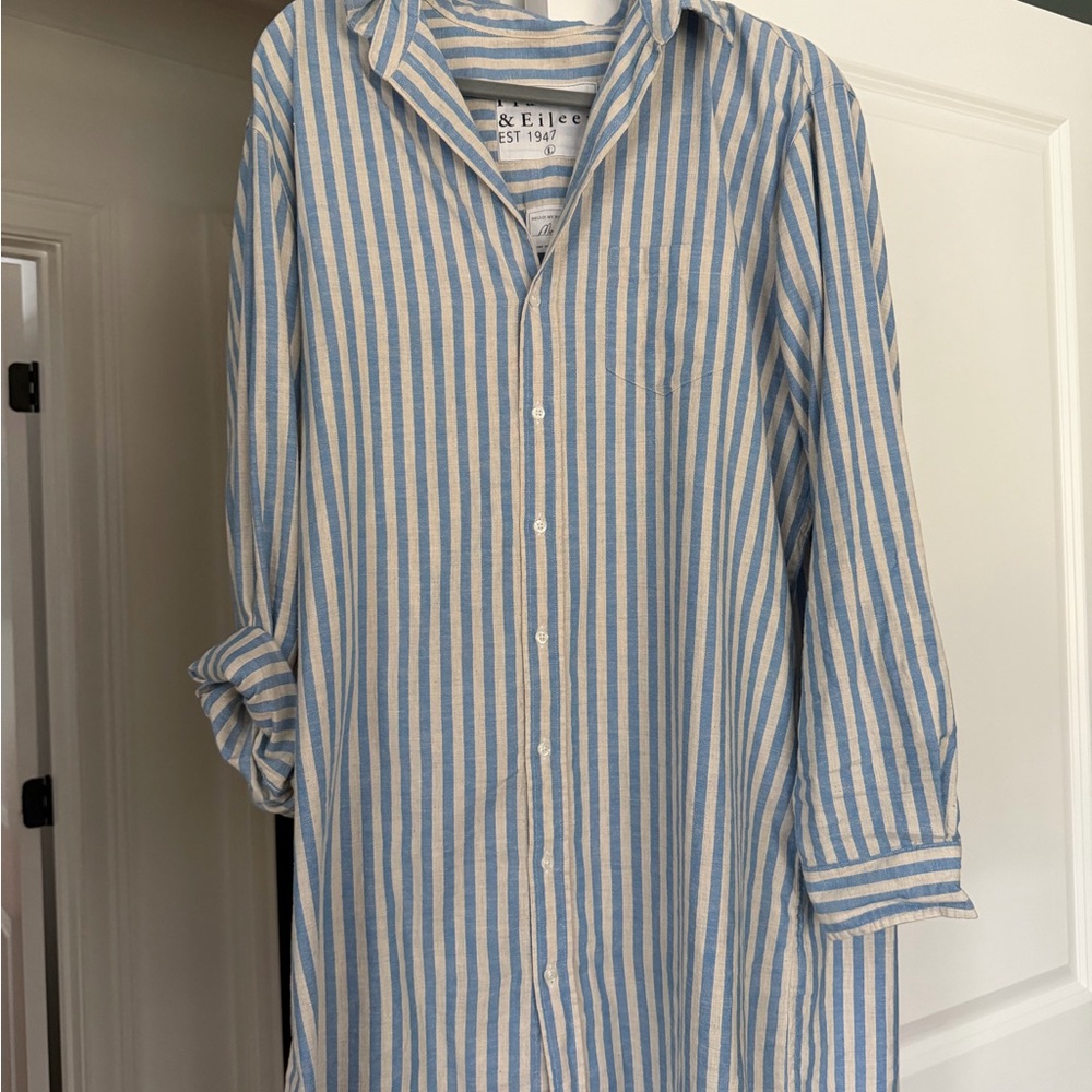 Frank & Eileen Blue and Cream Striped Shirt